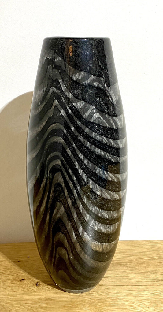 Casablanca moderne Glas Vase NEU Wellendesign Klar Schwarz 42,5cm Hoch