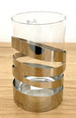 Fink modernes  Edelstahl Windlicht JAZZ NEU Poliert mit Glas 16,5 cm Hoch