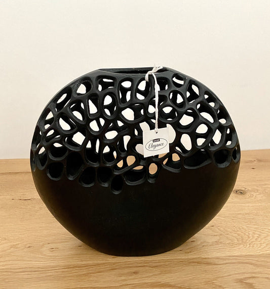 Gilde moderne Aluminium Vase OSAKA NEU Schwarz Korallen Design  27 cm Hoch
