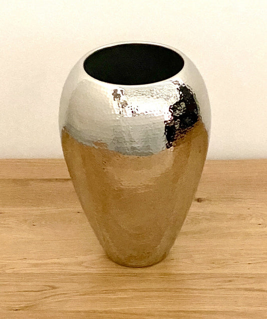 Fink  moderne Edelstahl Vase MALANA NEU Gehämmert Vernickelt 32 cm Hoch