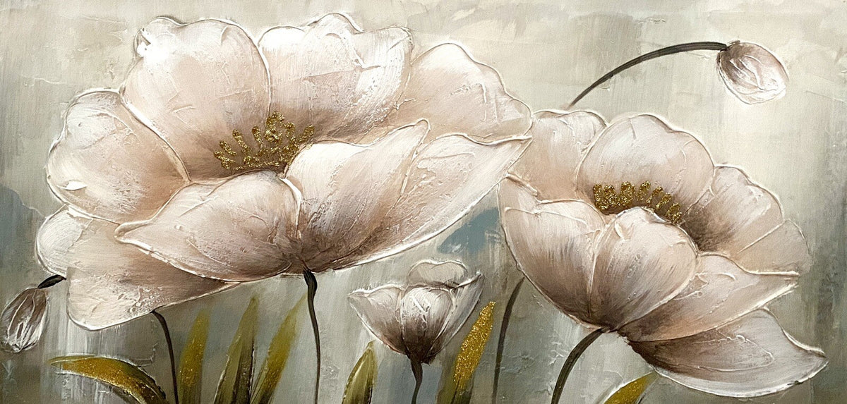 Formano chices Gemälde NEU Blütendesign mit Goldschimmer 40x80 cm