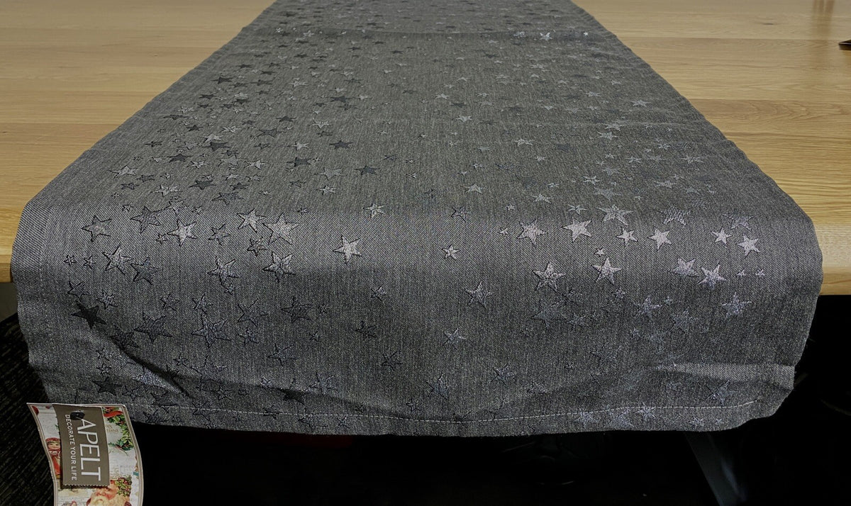 Apelt Jaguars Weihnachts-Läufer Sterne Grau Silber 46x135cm