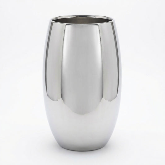 Fink Edelstahl Vase AFRICA Neu vernickelt Rund Hochglanz Silber 40 cm Hoch
