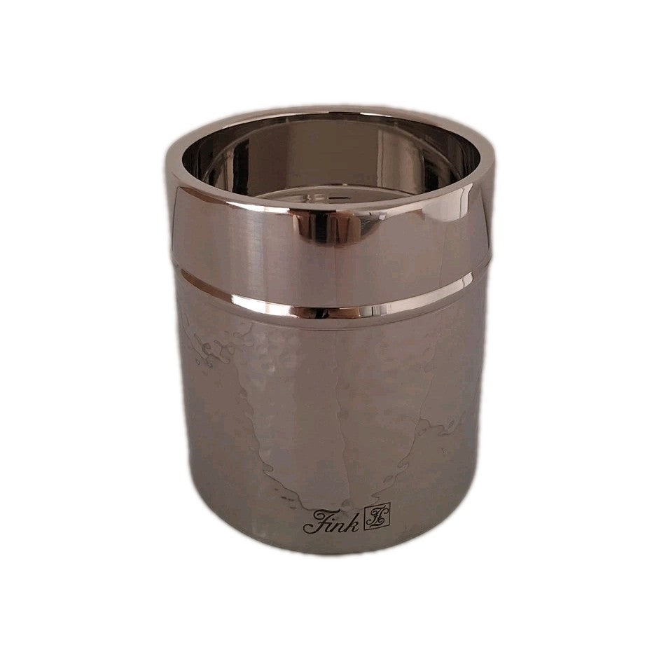 Fink moderner Edelstahl Stumpenhalter NASSAU NEU Poliert Gehämmert 11 cm Hoch