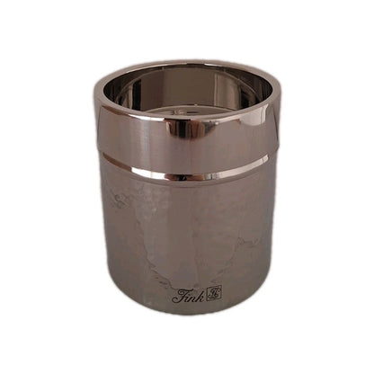 Fink moderner Edelstahl Stumpenhalter NASSAU NEU Poliert Gehämmert 11 cm Hoch