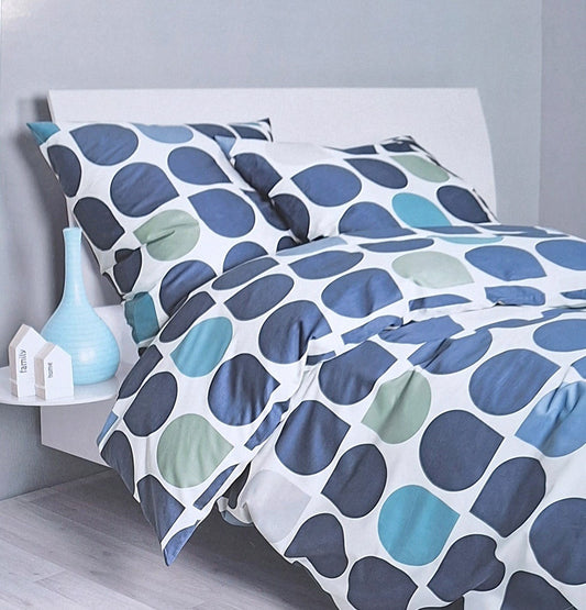 J.D.by Janine Mako-Satin Bettwäsche Tropfen Mehrfarbig Weiß Blau Grün 155x220cm