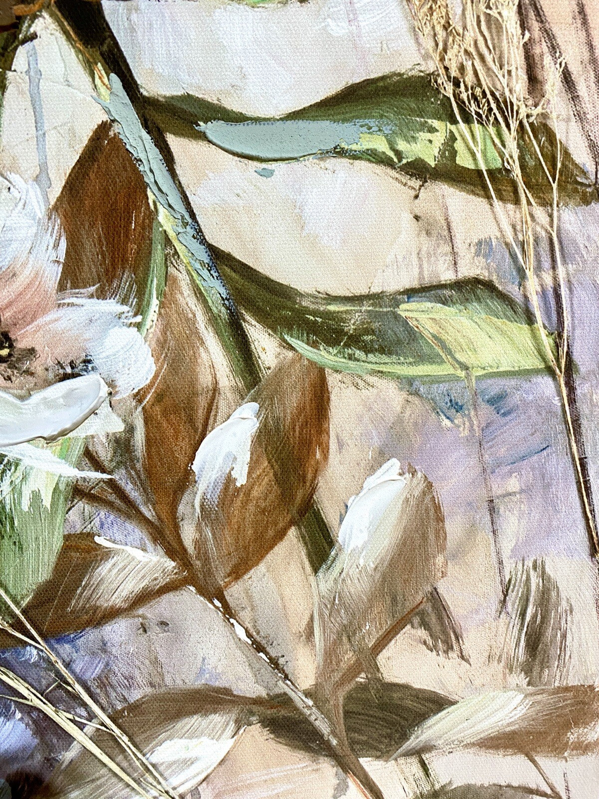 Gilde chices Gemälde Naturblume NEU  Creme Beige Grün 60x80 cm
