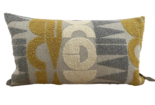 Rohleder moderne Jaquard Wende-Kissenhülle RUNE SUN NEU Gelb Creme Grau 60x35 cm