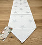 Apelt Jaquard Weihnachts-Tischband Sterne Weiß Silber  24x175 cm