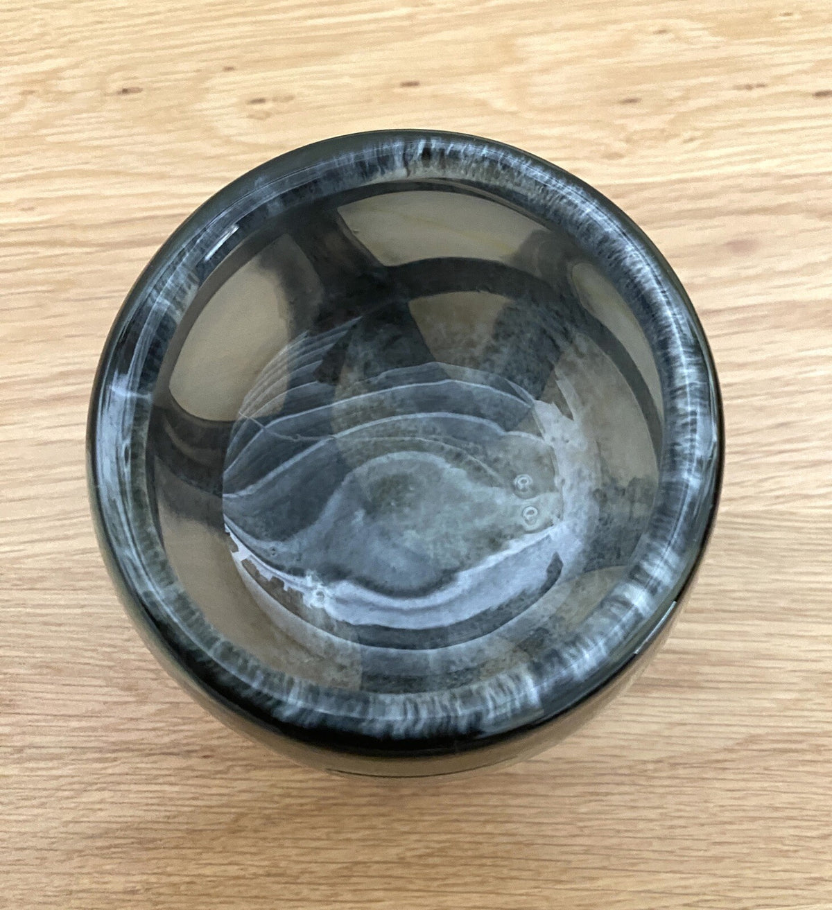 Fink modernes Glas Windlicht MARLY NEU Salbei-Schwarz 9,5 cm Hoch