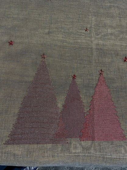 Sander Weihnachts-Läufer Halbtransparent TREES OF GOlD Grau Rot 50x140cm