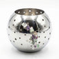 Raumstil Edelstahl Windlicht NEU mit Natursplitterapplikation Silber 10cm Hoch