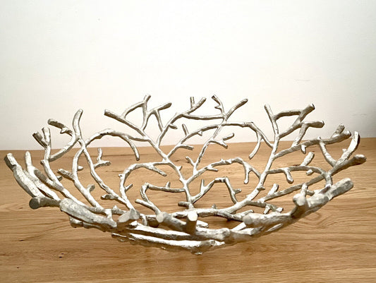 Gilde chice Aluminium Schale TWIGS Neu Silber 45 cm Rund