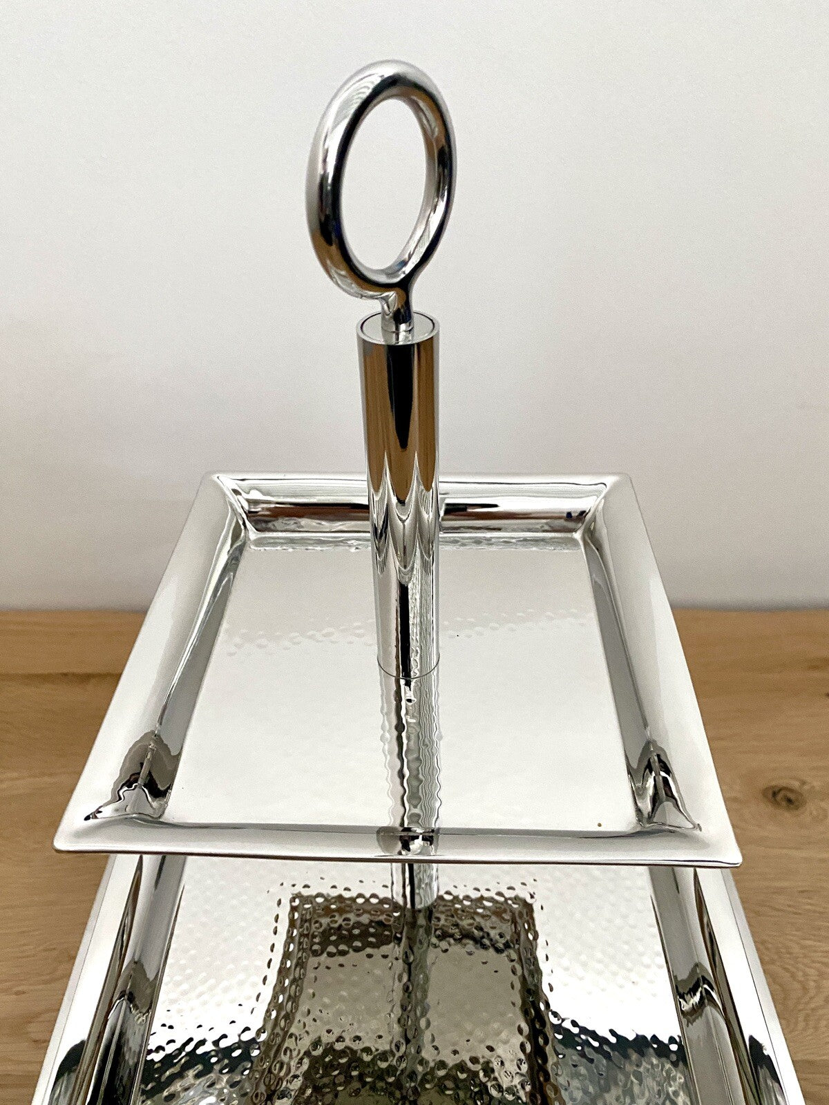 Fink Moderne Edelstahl 3er Etagere NAGANO NEU Gehämmert 44 cm Hoch