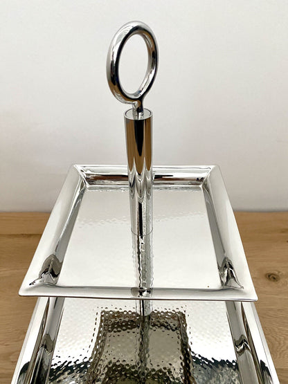 Fink Moderne Edelstahl 3er Etagere NAGANO NEU Gehämmert 44 cm Hoch