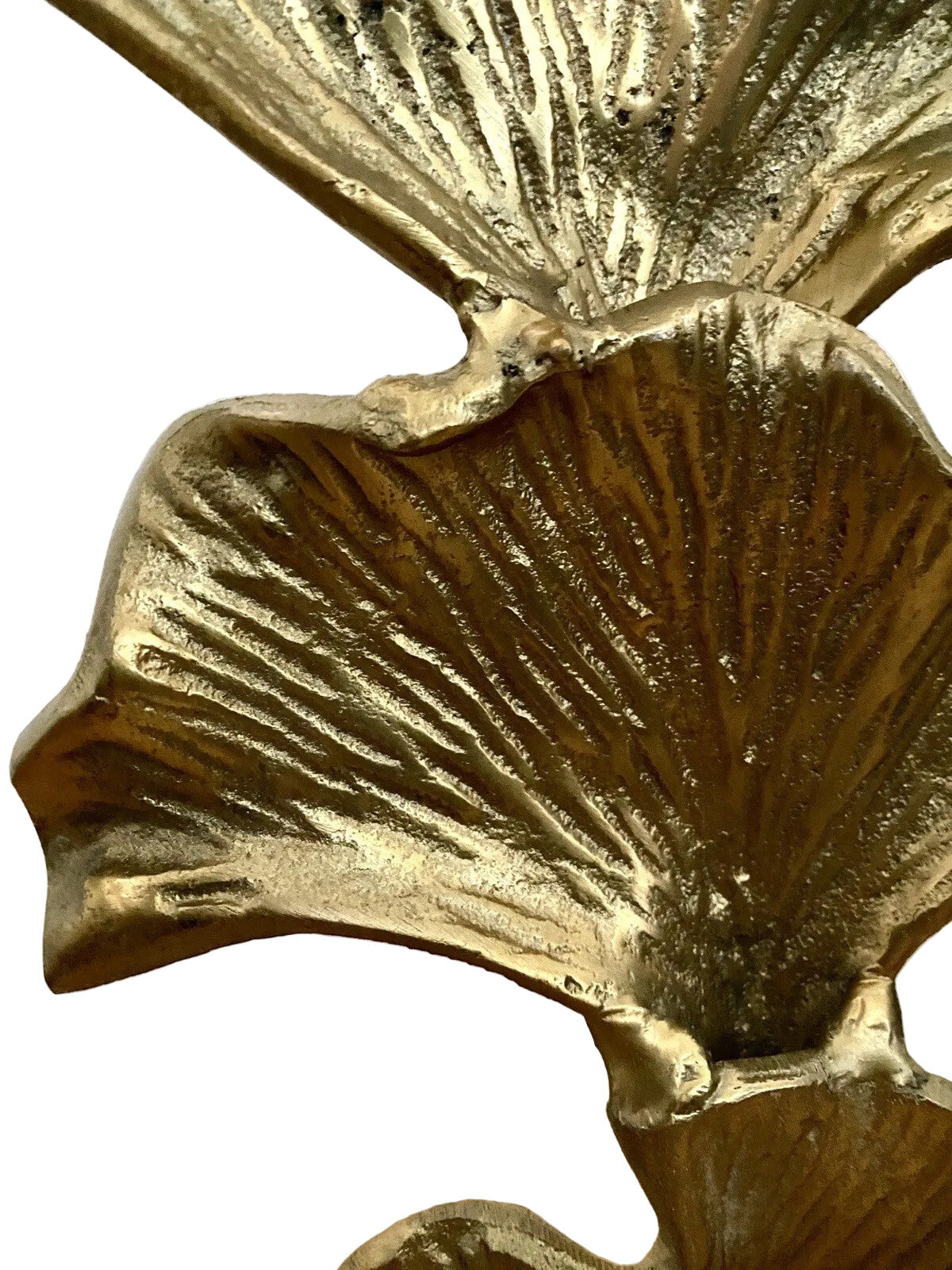 Gilde moderne Aluminium Skulptur GINKGO NEU Gold auf Sockel 50 cm Hoch