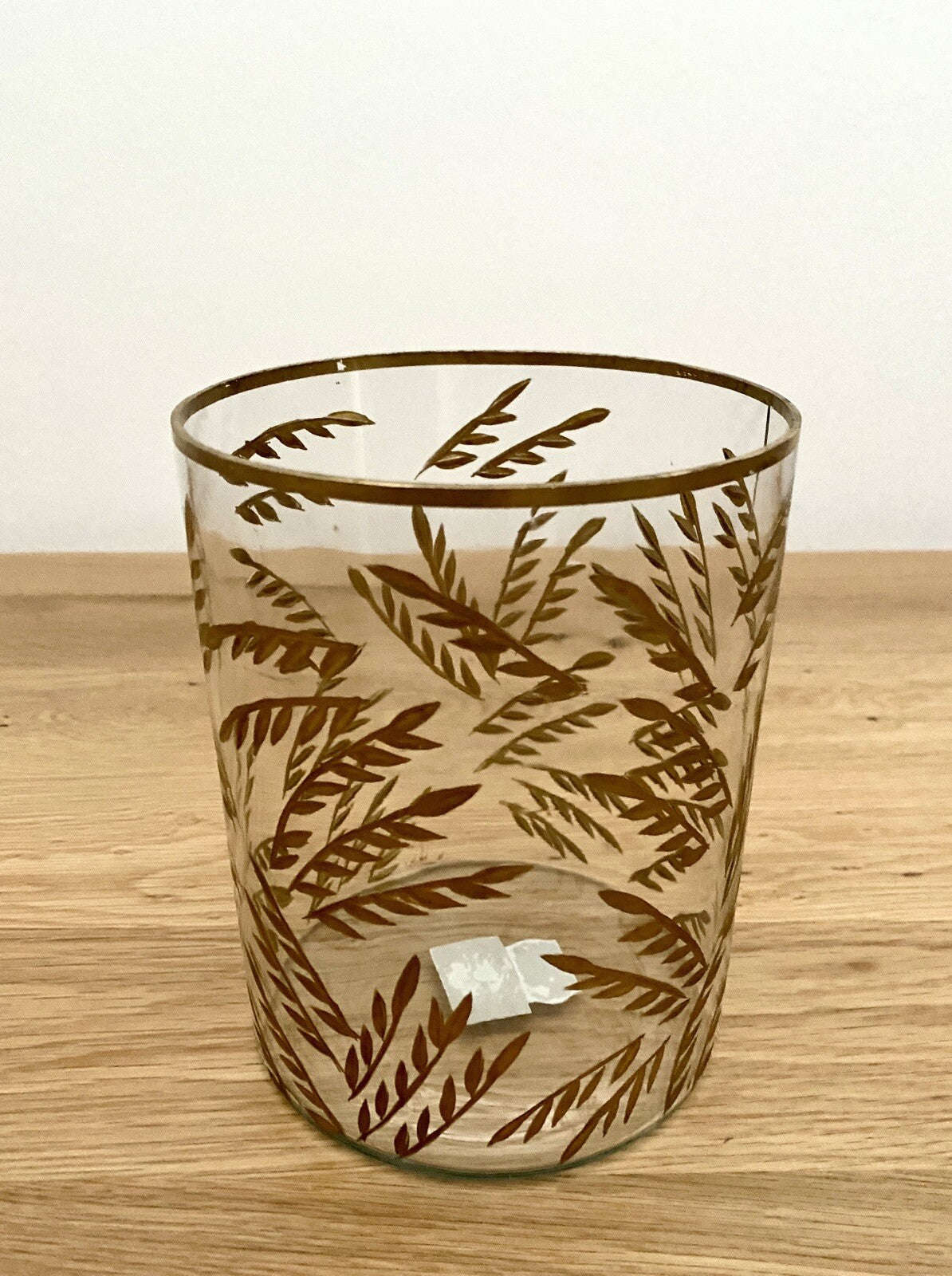 Am Design chices Teelichtglas geschliffen NEU Blattmotiv Klar Gold 16 cm Hoch