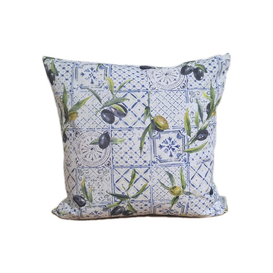 Apelt chice Kissenhülle NEU Oliven Bedruckt Weiß Blau Grün 49x49 cm