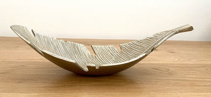 Casablanca moderne Blattschale NOSTRO NEU Aluminium Gold Relief 50cm Lang
