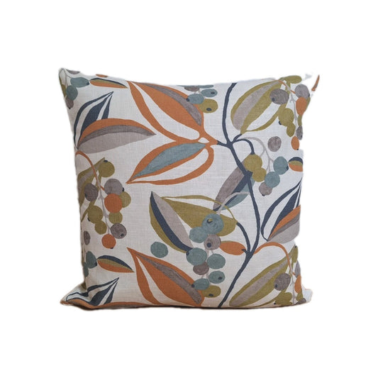 Sander Moderne Kissenhülle ELENOR NEU Floral Creme Oliv Rost Blau  50x50cm