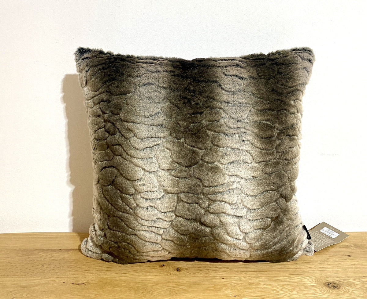 Apelt Kunstfell Kissenhülle NEU Struktur mit Farbverlauf Braun Taupe 46x46cm