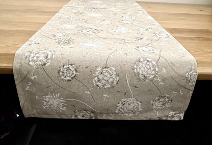DEKORATEX Chicer Outdoor Tischläufer NEU Pusteblumen Design Sand Weiß  40x140 cm