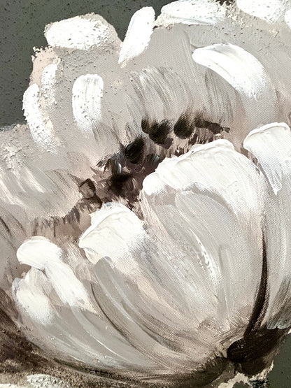 Gilde chices Gemälde „Magnolie“ NEU Grau Weiß Taupe 60x90 cm