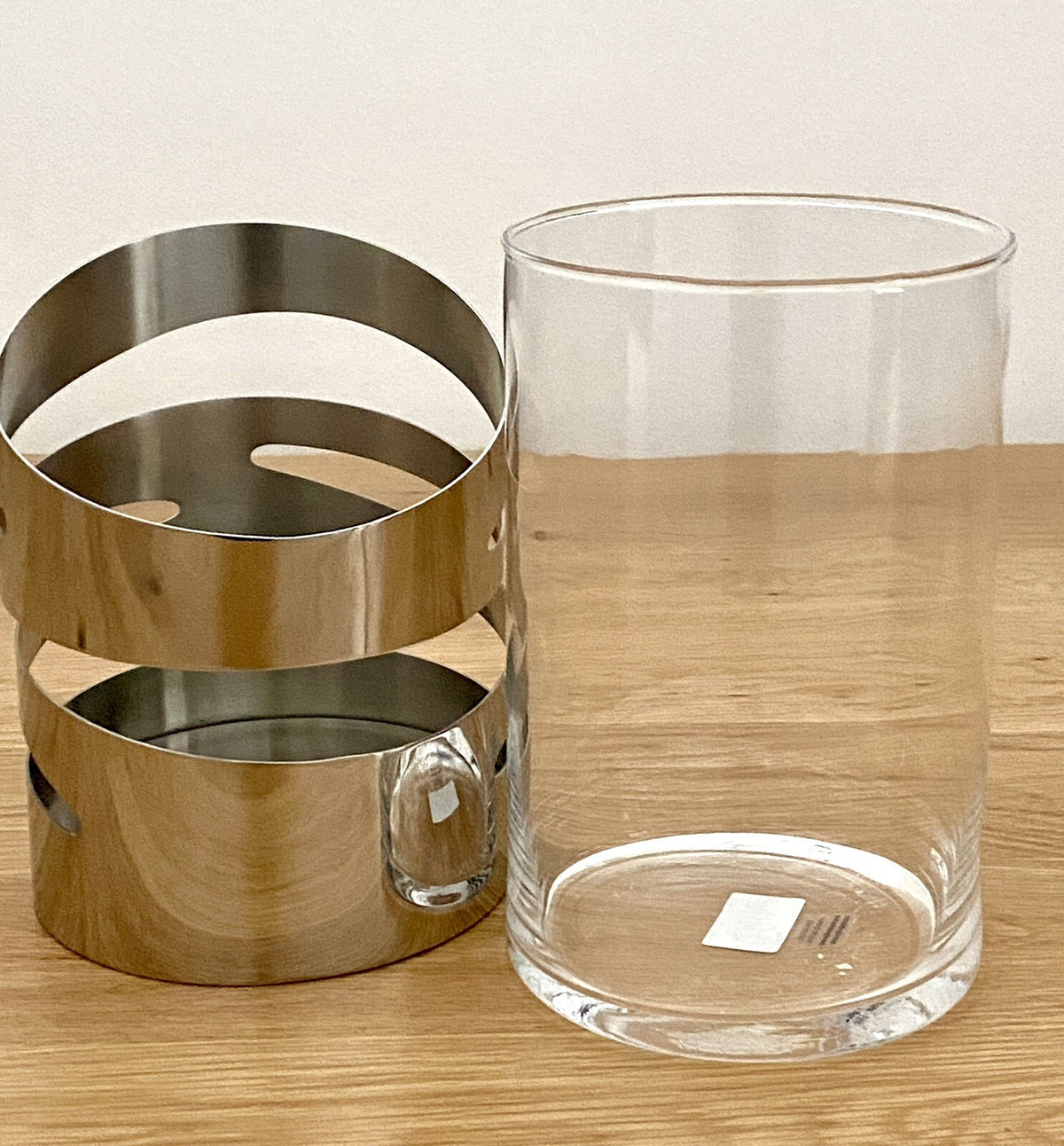 Fink modernes  Edelstahl Windlicht JAZZ NEU Poliert mit Glas 16,5 cm Hoch