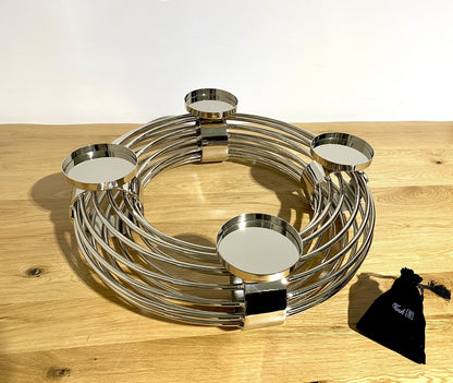 Fink Aluminium Kranz VENTURA vernickelt 4 flm NEU Silber 60cm Durchmesser