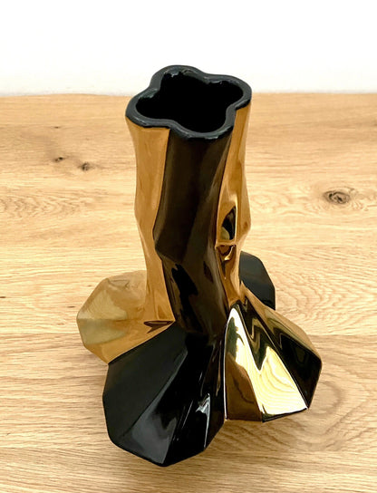 Gilde Dreamlight Keramik Vase NEU Schwarz Gold  25cm Hoch