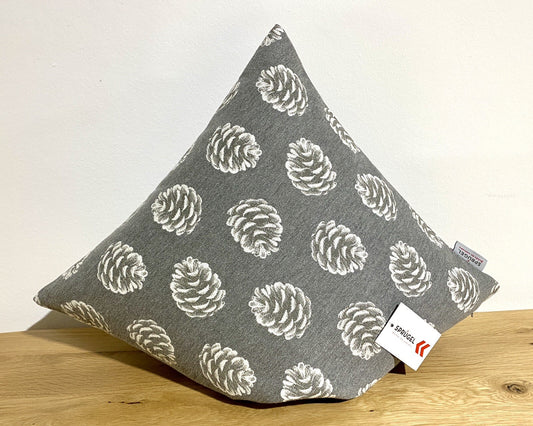 Sprügel Jaguard Kissenhülle Zapfen Grau Weiß 45x45cm