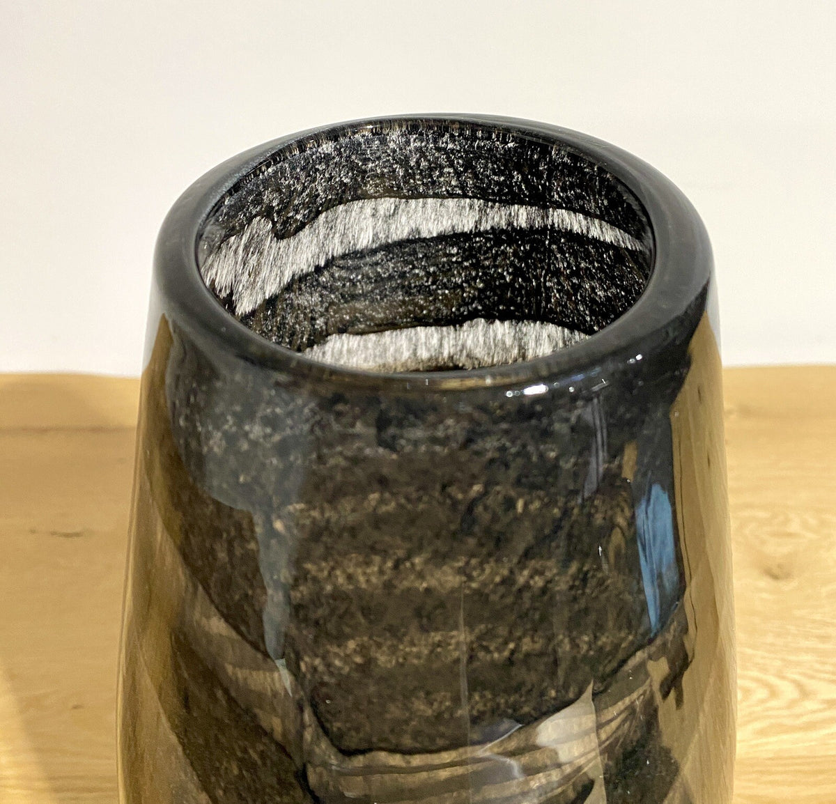 Casablanca moderne Glas Vase NEU Wellendesign Klar Schwarz 42,5cm Hoch