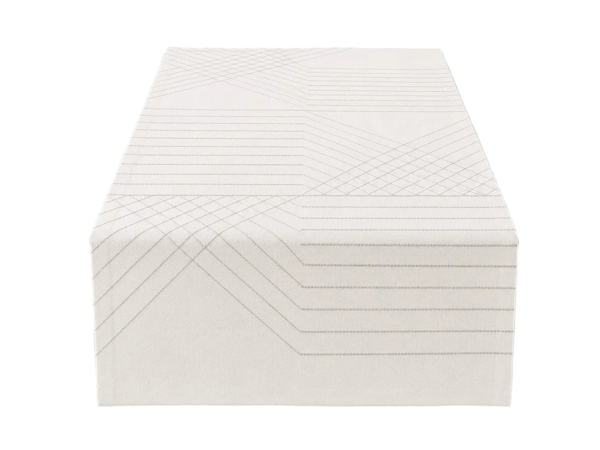 Sander moderner Tischläufer WINSTON NEU Grafisch Gestickt Ecru Grau 50x150 cm