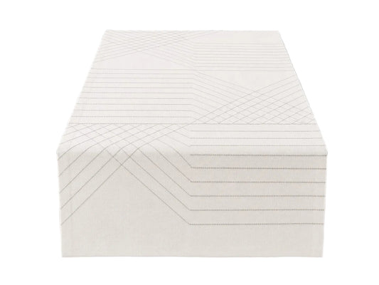 Sander moderner Tischläufer WINSTON NEU Grafisch Gestickt Ecru Grau 50x150 cm