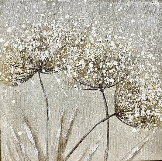 Casablanca Gemälde Pusteblume NEU Grau Creme Natur 30x30cm