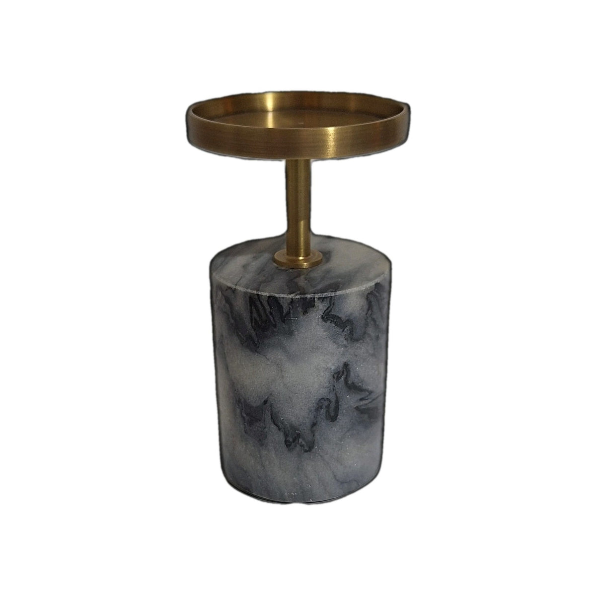 Kaheku Kerzenhalter LUND Neu Marmor Messing Grau Gold 15cm Hoch
