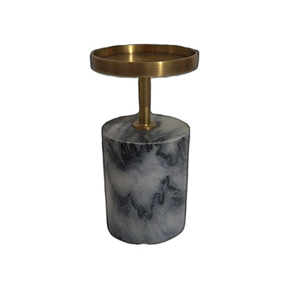 Kaheku Kerzenhalter LUND Neu Marmor Messing Grau Gold 15cm Hoch