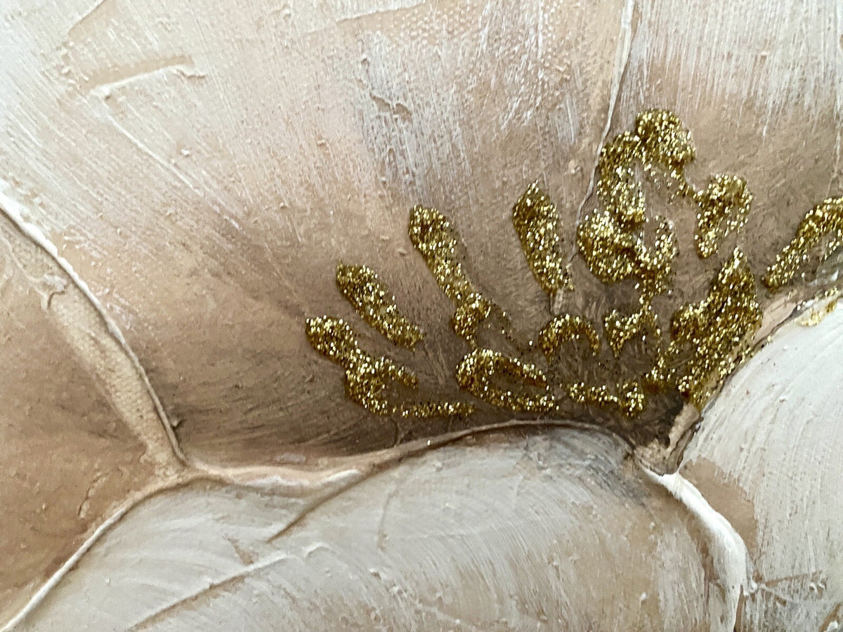 Formano chices Gemälde NEU Blütendesign mit Goldschimmer 40x80 cm