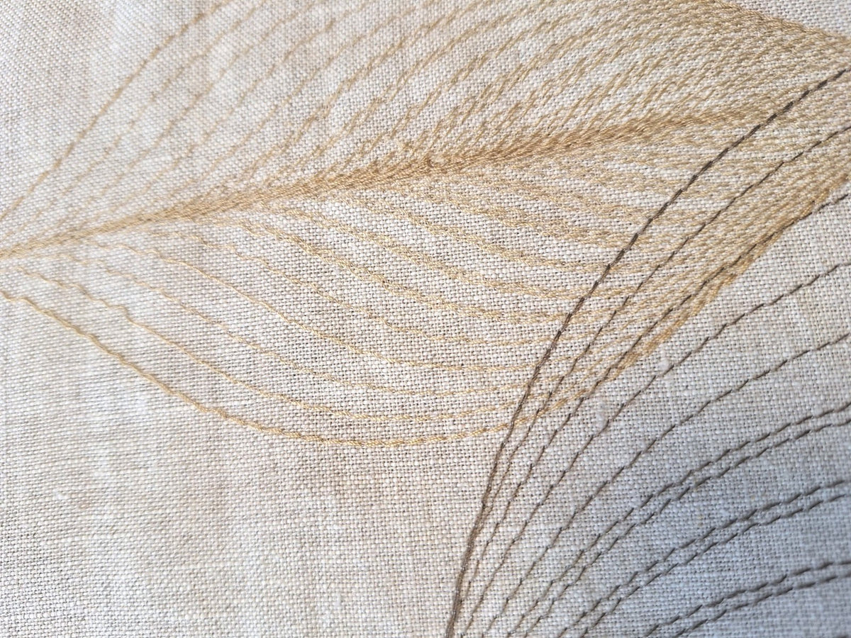 Sander Leinentischläufer Conway NEU Blattstickerei Sand Grau Braun Mais 50x150cm