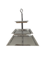 Fink Moderne Edelstahl 3er Etagere NAGANO NEU Gehämmert 44 cm Hoch