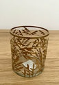 Am Design chices Teelichtglas geschliffen NEU Blattmotiv Klar Gold 10,5 cm Hoch