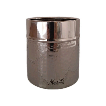 Fink moderner Edelstahl Stumpenhalter NASSAU NEU Poliert Gehämmert 11 cm Hoch