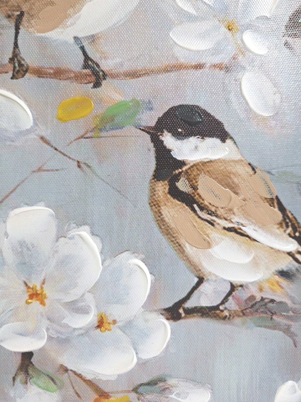 Formano Gemälde Blütenzweig NEU Blau Weiß Beige 40x40cm