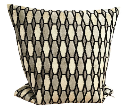 Rohleder Samt Kissenhülle  CRYSTAL NEU Abstrakt Schwarz Beige Vanille 45x 45 cm