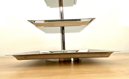 Fink Moderne Edelstahl 3er Etagere NAGANO NEU Gehämmert 44 cm Hoch