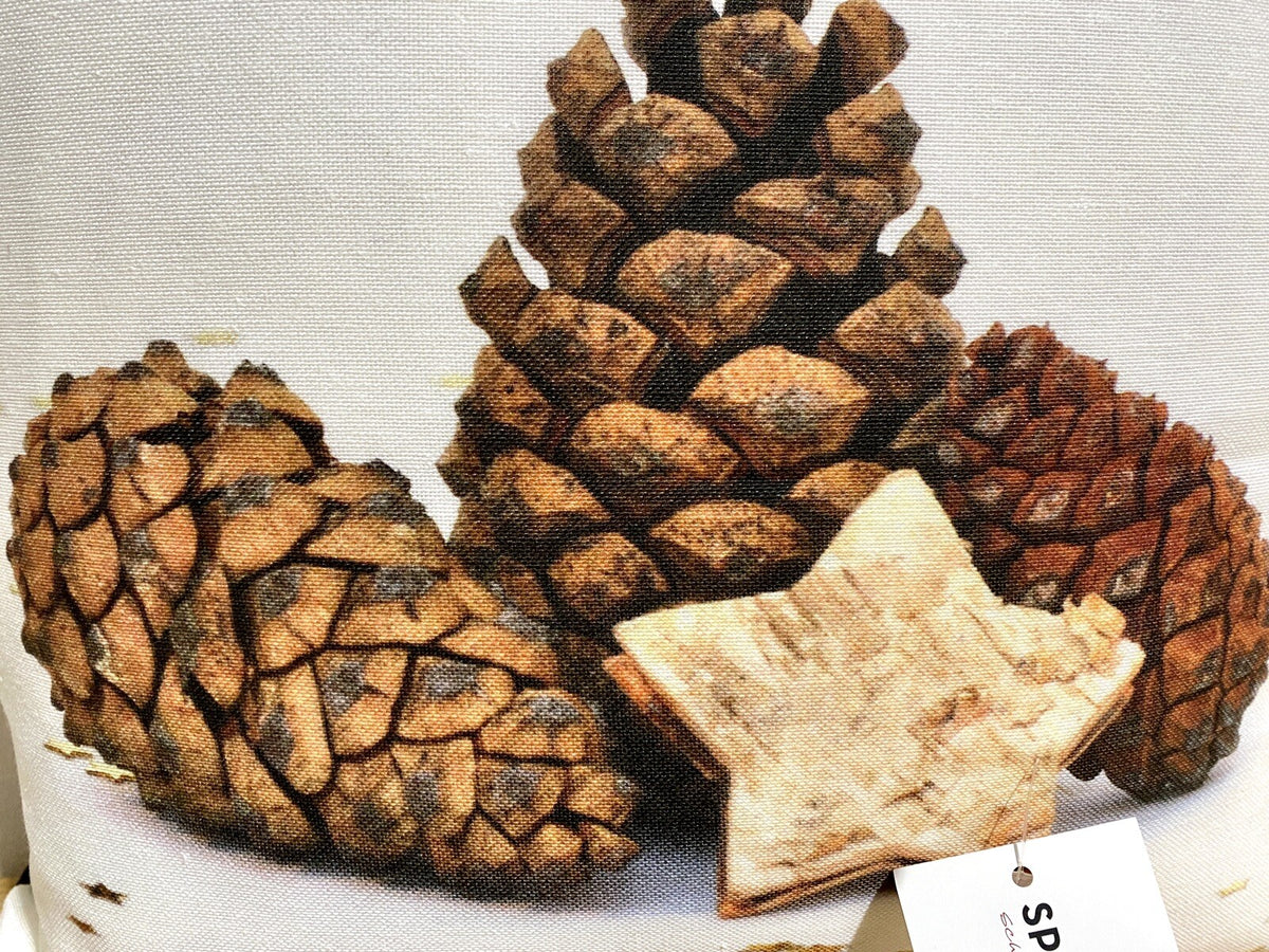 Sprügel Weihnachts-Kissenhülle bedruckt NEU Zapfen Creme Braun 45x45cm