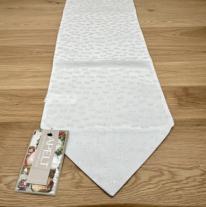 Apelt Jaquard Weihnachts-Tischband Sterne Weiß Silber  24x175cm