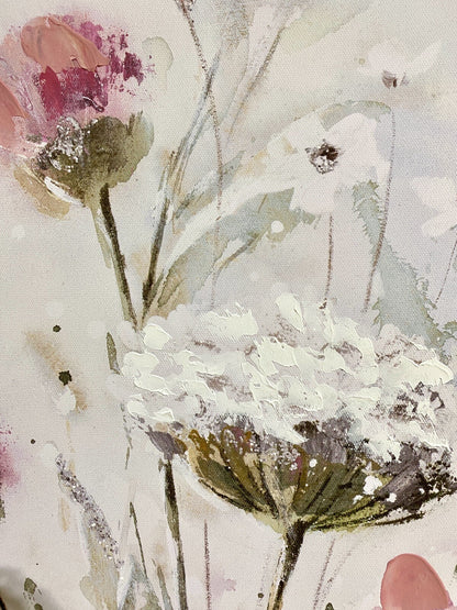 Gilde chices Gemälde Blumenfeld NEU  Weiß Pink Grün 60x60 cm