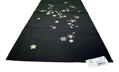 Sander Weihnachts-Läufer CASSIOPEIA Sterne bestickt Schwarz Gold 38x85cm