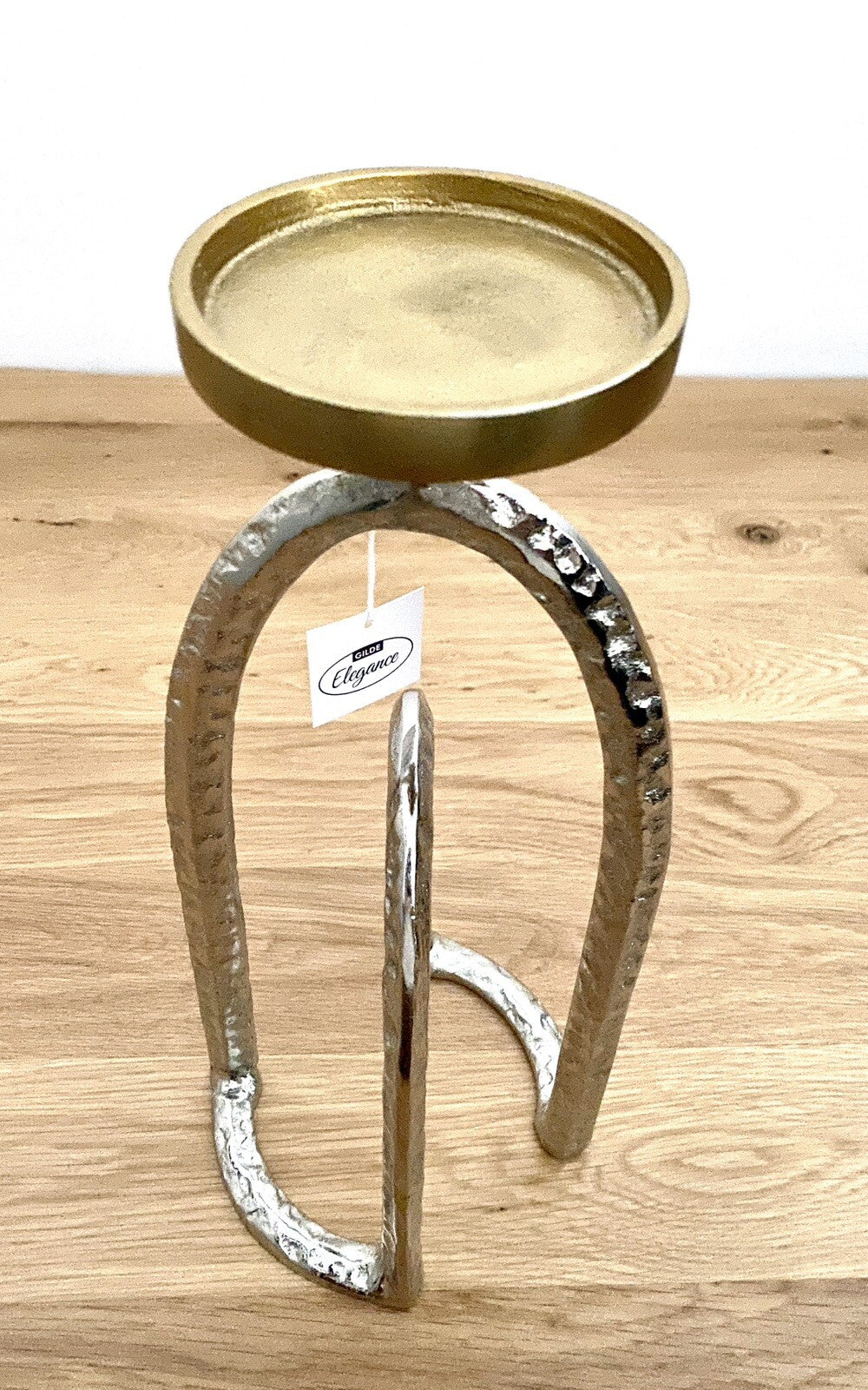 Gilde moderner Aluminium Kerzenleuchter PRESTO NEU Silber Gold  35 cm Hoch